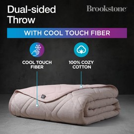 Brookstone Cooling Comfort Throw - Innovative Cooling Dual-Sided Throw - Oversized Cool Blanket for Hot Sleepers - Cooling Blankets for Sleeping - Nylon and Polyethylene Cooling Blanket - Rose Smoke