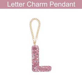 MECCANIXITY Bling Car Letter Charm, Initial L Letter Interior Car Rear View Mirror Decoration Hanging Crystal Ornaments for Women Bags Water Cup DIY Craft, Pink