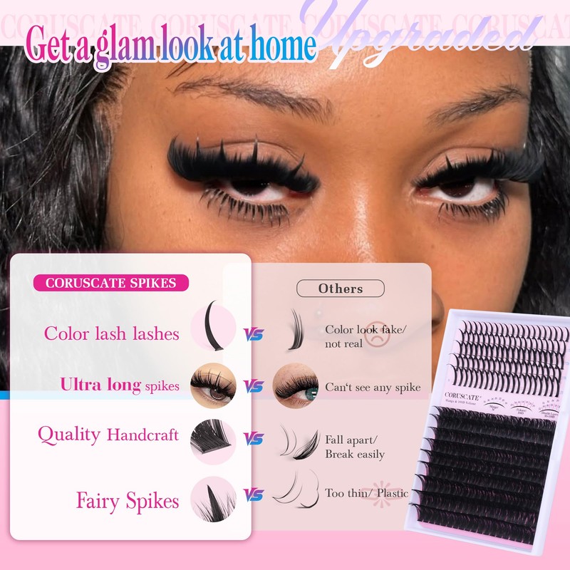 Lash Clusters 100D Long 12-20mm Lash Spikes Eyelash Clusters Volume