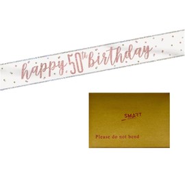 Stunning Rose Gold Happy 50th Birthday Glitz Foil Banner (274cm) - Dazzling Party Decor for a Memorable Milestone - 1 Pc