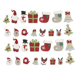 Operitacx Pack of 30 Pieces Christmas Embroidery Patches Made of Colourful Iron-On Patches Durable DIY Christmas Decoration Festive Clothing Repair Patches for Christmas