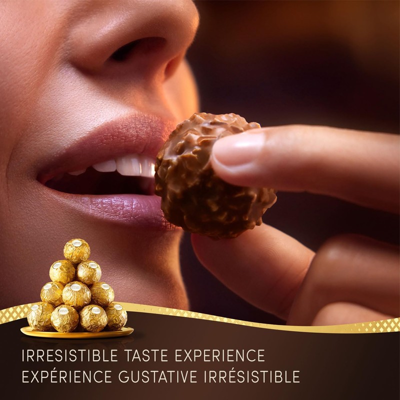 FERRERO ROCHER Fine Hazelnut Milk Chocolate Gift Box, 48 Count,