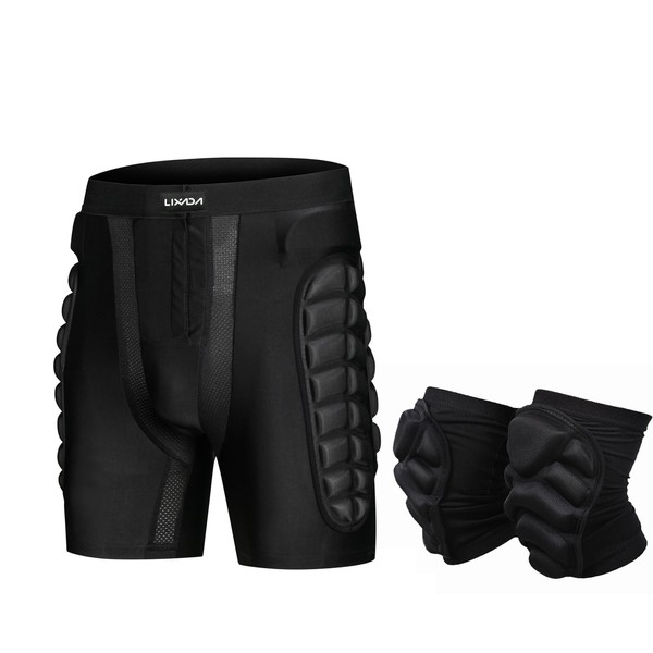 Lixada Shorts de Protection, Short rembourré 3D Absorbant Les Chocs et Durable pour Skateboard Snowboard Skate Ski