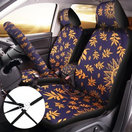 17 Pcs Sun and Moon Car Seat Covers Sun and Moon Car Accessories Full Set for Women Men Automotive Rear Front Seat Protector View Mirror Hanging Ornament Steer Wheel Belt Cover