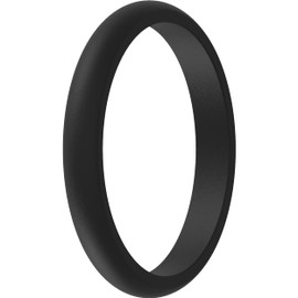 ThunderFit - Anillo de boda, silicona fina y apilable, para mujer, 2.5 mm de ancho y 1.8 mm de grosor, 1 anillo ? Negro, 9.5 - 10 (19.8mm)