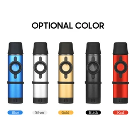 Kazoo - Professional Metal Musical Instrument with 5 Extra Membranes, Adjustable Tone for Guitar, Ukulele, Piano & Singing, Durable Brass, Portable for Adults and Students - Blue