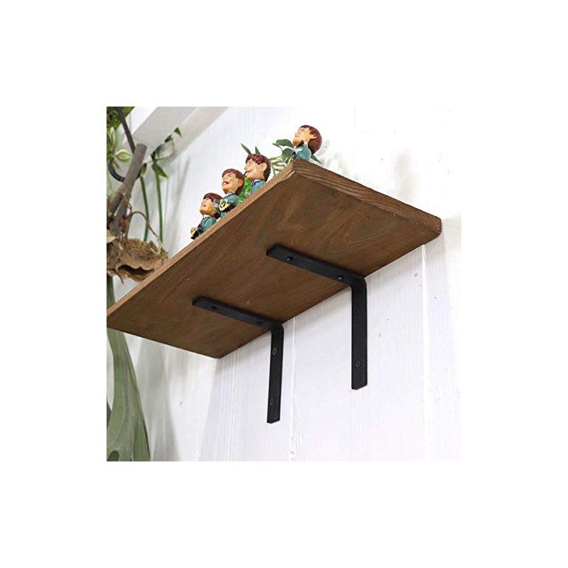 Brackets, L Shape, Angle, Iron Shelves, Black, Set of 2,