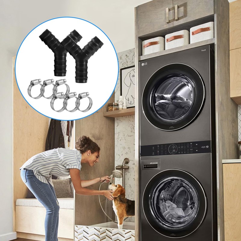 2 Pieces Dishwasher Washing Machine Drain Adapter, 3 Way Y