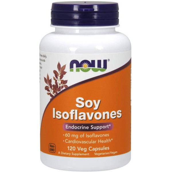 NOW Supplements, Soy Isoflavones, 60 mg (Plant Compounds Particularly Concentrated in Soybeans, like Genistein, Daidzein and Glycitein), 120 Veg Capsules
