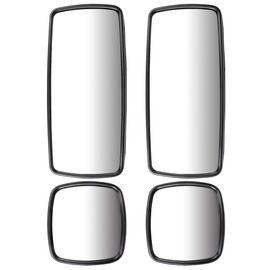 FEIPARTS Truck Hood and Door Mirrors Lens for 2003-2017 Freightliner M2 100 106 112 114SD - Rearview Glasses, Upper and Smaller Wide Angle Mirrors, Heated Black Housing