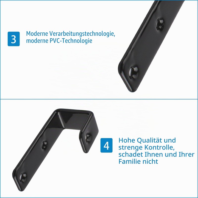 MOROBOR 6 x PVC Coated Bed Ladder Hooks Black Iron