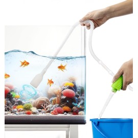 Luigi's Fish Tank Cleaner - Turtle Tank Accessories - Gravel Vacuum for Aquarium - Hand Siphon Hose to Remove and Change Water or Sand in Minutes - Aquarium Cleaning Tools