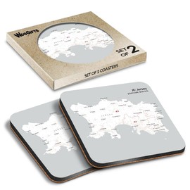 2 x Square Coasters - Jersey District Cork Backed MDF Glossy Tea Coffee Accessory #55555