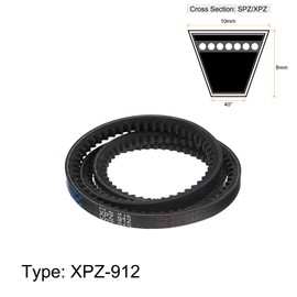 sourcing map sourcing map XPZ-912 V-Belts Drive Belt 912mm Pitch Girth 10mm Width 8mm Height Rubber for Power Transmission