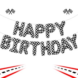 YSBJKWCF Racing Car Themed Happy Birthday Party banner Decorations Kit with Racing Car Balloons, Colorful Superhero Backdrop Supplies for Boys Kids Indoor Outdoor Celebration