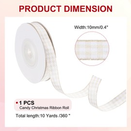 PATIKIL 10 Yards x 0.4" Plaid Ribbon, Khaki and White Gingham Ribbon Gift Wrapping Ribbon for Thanksgiving Bow Wreath Craft Birthday Wedding