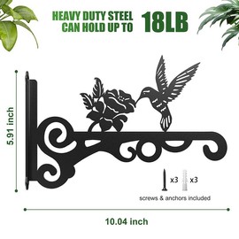 Sunbilien Iron Plant Hanger Bracket, 2-Piece Set, Flower Rack Balcony Iron Wall Hanging Bracket, Bird Flower Pot Hanger Hook, Hanging Bracket, Wall Bracket Metal Hook, Bird Feeder