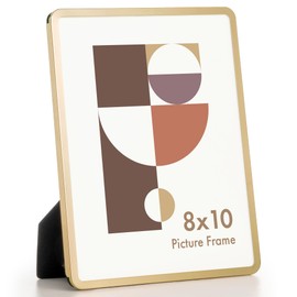 Axeman 8x10 Picture Frame-Metal Rounded Corner Frame 8x10, 8''x10''Photo Frame with Tempered Glass,Tabletop and Wall Display, One-Piece 8 By 10 Metal Picture Frame for images, Gold