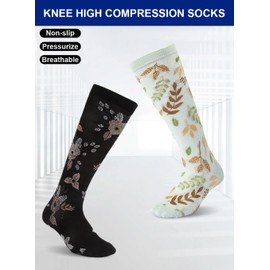 6 Pairs Compression Socks for Women Men 15-20 mmhg Knee High, Womens Compression Socks Compression Stockings for Women Men (Irregular shape, S/M)