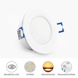 KYOTECH LED Recessed Spotlight Ultra Flat 230 V IP44 6 W Warm White 3000 K 500 LM Bathroom Recessed Spotlight Waterproof LED Recessed Light IP44 for Bathroom Kitchen Spot LED Set of 6