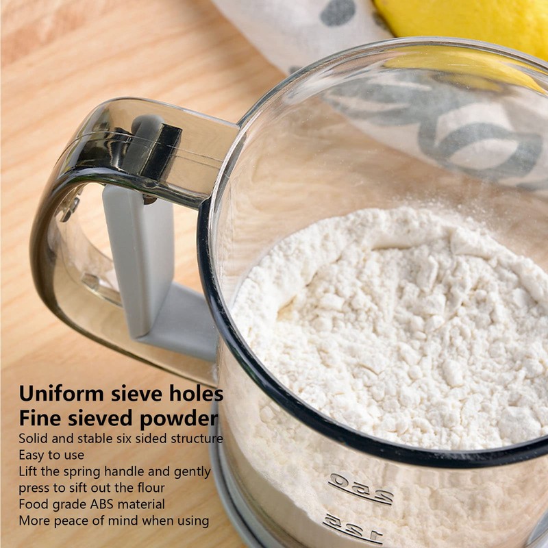 Jeanoko Baking Sifter Cup, Handheld Flour Sifter Uniform Sieve Holes