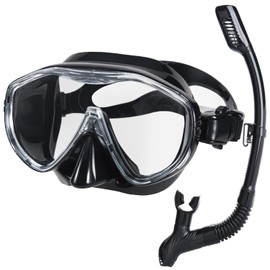 Dizokizo Snorkel Set Adults Snorkel Mask Panoramic View Anti-Leak Anti-Fog Diving Mask Adjustable Straps for Snorkeling Scuba Swimming Diving Black