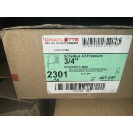 Charlotte Pipe BRAND NEW charlotte sch 40 90 degree elbow 2301, 407-005 (50 PC LOT)