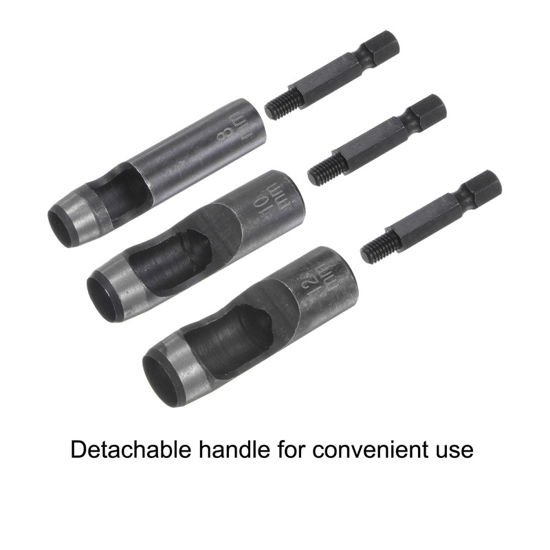 HARFINGTON Leather Hollow Punch Set 1/4 Hex Shank for Drills,