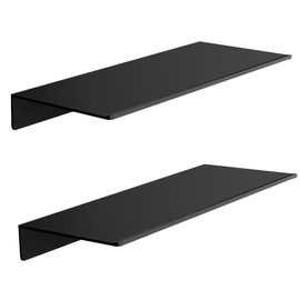 HNVNER Metal Floating Shelves set of 2, Length 29.6CM, Black Wall Shelf for Bathroom, Display Shelves for Wall Decorative for Living Room, Bedroom, Hallway, Office