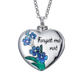MEIDERBO Forget Me Not Urn Necklaces for Ashes 925 Sterling Silver Memorial Necklace for Women Forget Me Not Flower Cremation Keepsake Jewelry for Human Ashes Holder
