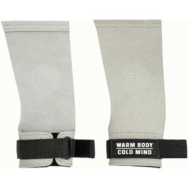 WARM BODY COLD MIND Leather Hand Grips - NO Holes for Weightlifting, Powerlifting, Crossfit, Gymnastics, Cross Training, Pull-Ups, Weight Lifting, Wrist and Palm Protection (White, X-Large)