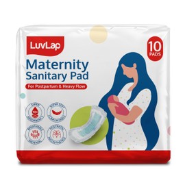 LuvLap Extra Absorbent Maternity Pads, Pack of 10, 0-2 Weeks Post-Birth, After Delivery for Heavy Flow, Ultra Soft for Postpartum Bleeding, Sanitary Pads for Women