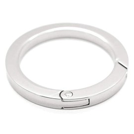 Round Carabiner Key Ring Set of 4 Lightweight Storage Easy to Fix and Remove One-Touch Stylish (Inner Diameter 1.0 inches (25 mm), Silver)