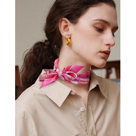 MEISEE Mulberry silk Scarf hair ribbons for hair handbag scarf Tie Bundle Scarf Neckerchief Head Scarf for women 2"*35"-Pink Wagon