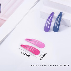 Cptots 48 PCS Small Metal Barrettes For Women Non Slip Water Drop Snap Clips For Thick Thin Fine Hair Classic Accessories,Blue Green Purple Red,1.97 x 0.5 In