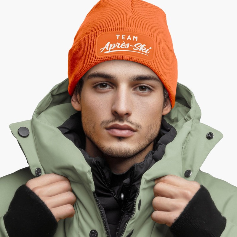 MoonWorks® Men's Beanie with Patch Knitted Hat with Saying Skiing