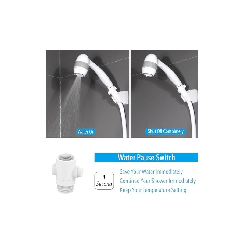 High Pressure RV Shower Head with Hose and On Off