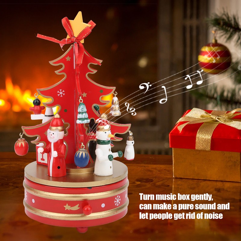 Christmas Music Box Wood Christmas Musical Box Xmas Decoration Gifts