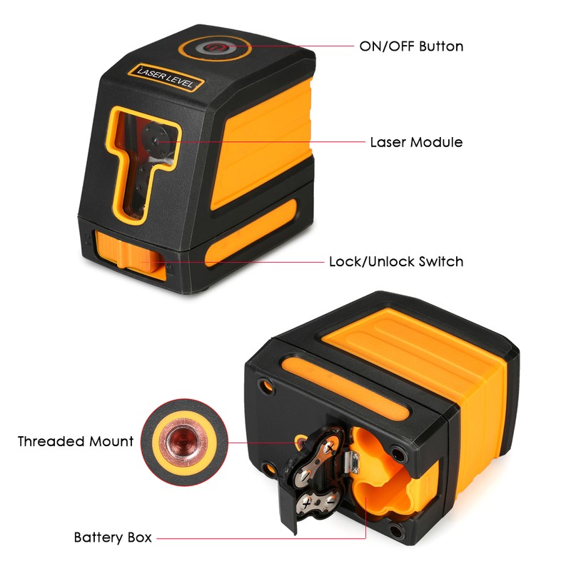 Self-Leveling 2 Lines Red Laser Level Professional Horizontal and Vertical