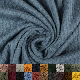 Stylish FABRIC 59" Wide Rayon Spandex Waffle Open Knit Fabric-210 GSM, 2-Way Stretch, Breathable, Medium Weight-by The Yard for Sewing, Apparel, Maternity, Crafts & DIY, Denim Steel 1 Yard