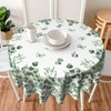 KiuLoam Spring Tablecloth Round 60 Inch Sage Green Eucalyptus Leaf