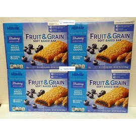 Millville Fruit & Grain Soft Baked Bar Blueberry Naturally Flavored 10.4oz 296g (Four Boxes)