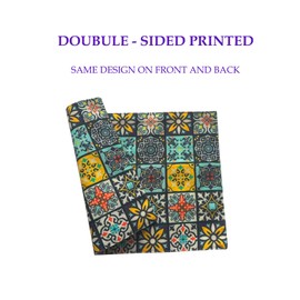 Mandala Bohemian Placemats Set of 6 Two-Sided Washable Table Placemat Boho Mat Fabric Cloth Vintage Flower for Farmhouse Kitchen Outdoor Dining Decor 12x18 Inch (Bohemian A)