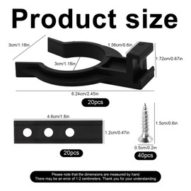 Kitchen Pedestal Mounting Clips Pack of 20 - Kickboard Clips for 32-36 mm Kitchen Feet with 40 Screws | Robust Skirting Board Holder, Black