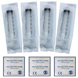 25/100 Pack Leur Lock Syringe 30ml + Free Alcohol Wipes: Plastic Syringe: Multiple Uses Measuring Tools, Individually Wrapped (25)