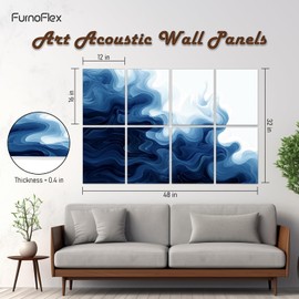 FurnoFlexArt Acoustic Panels Tiles Decorative Room Sound Proof Foam Absorbing Panels Noise Dampening Canceling Reducing Blocker for Walls (Smoke Tide)