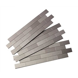 Aspect Peel and Stick Backsplash 12.5in x 4in Subway Stainless Matted Metal Tile for Kitchen and Bathrooms (3-Pack)