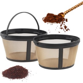 Slzhds 2 Pcs Filtro Reutilizable para Cafetera, Filtro para Cafetera de Acero Inoxidable para 8-12 Tazas, Filtro de Café Reutilizable, Cápsulas de Café Compatibles con Cafeteras y Cerveceros