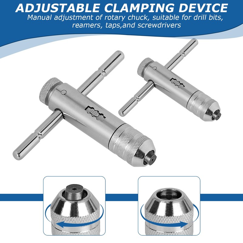 DBREAKS 2 Piece T Handle Tap Wrench Ratchet Tap Set