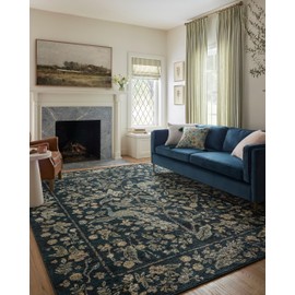 Loloi Rifle Paper Co. Laurel Collection LAU-05 Navy/Multi 5'-3" x 7'-8" Area Rug